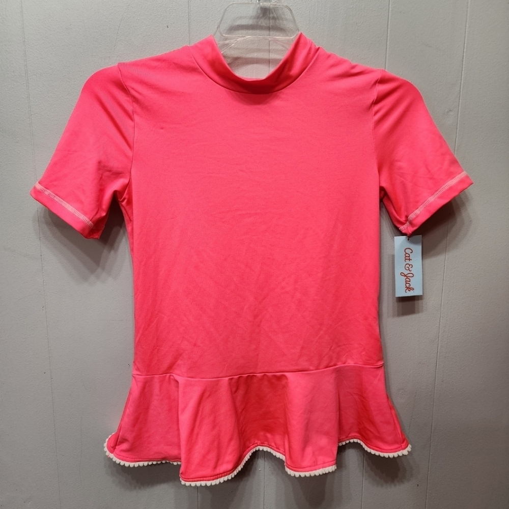 NWT Rash Guard Swim Coverup Large 10‎ 12 Pink Board Shirt Beach C373